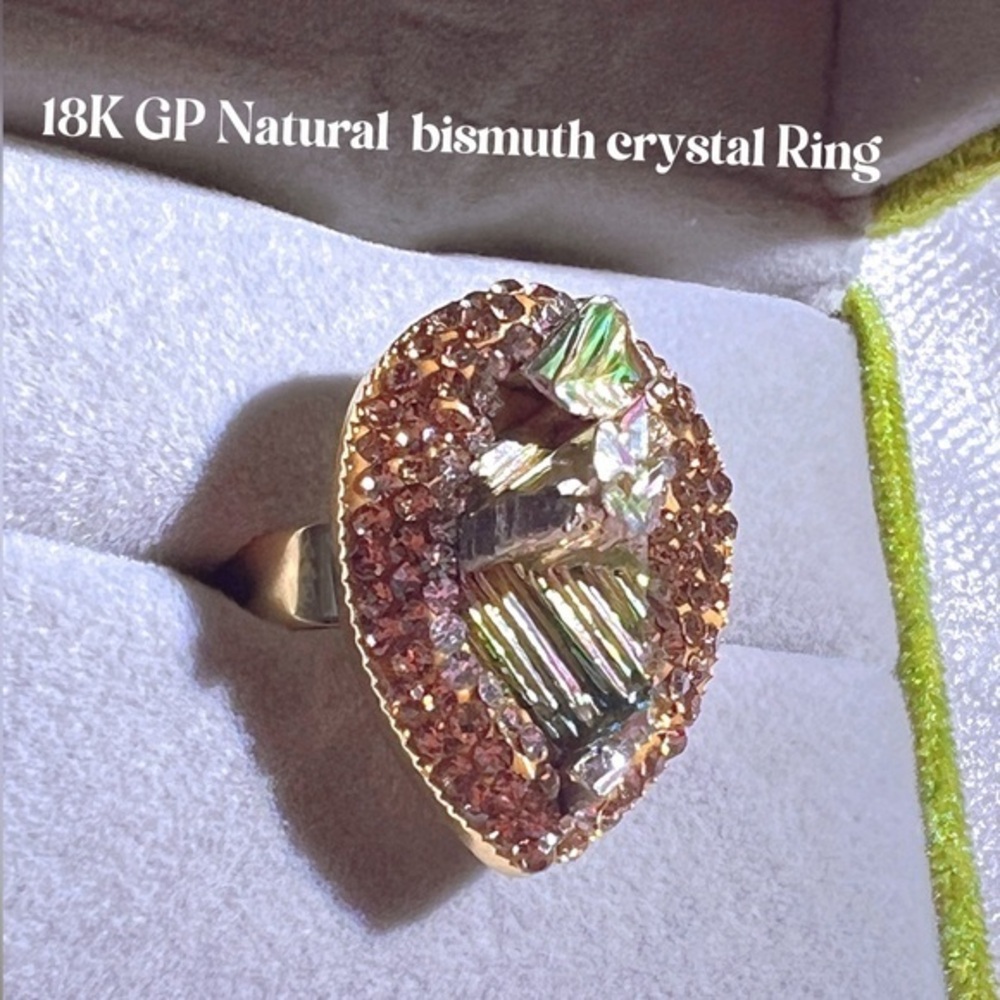 18K GP Natural  bismuth crystal Ring